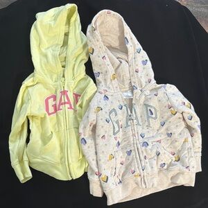 GAP Kids Yellow and Gray Heart Hoodies